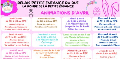 Programme d'avril 2025 au RPE du DUF