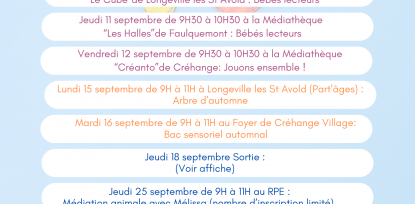 Programme de septembre 2025 au RPE du DUF