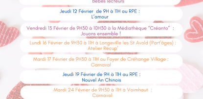 Programme de février 2026 au RPE du DUF