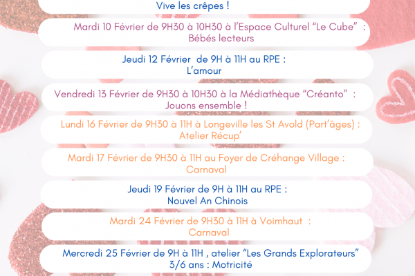 Programme de février 2026 au RPE du DUF