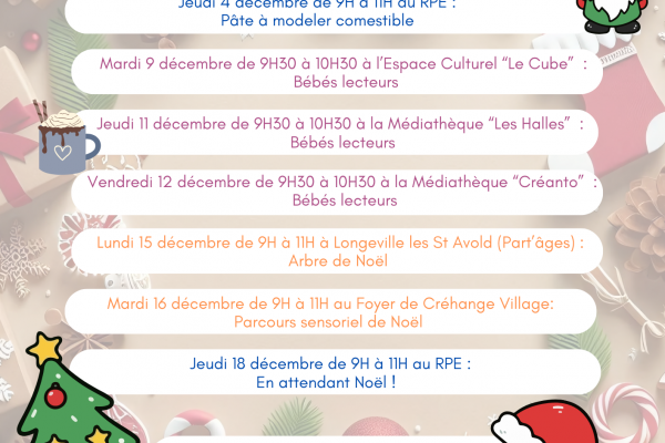 Programme de décembre 2025 au RPE du DUF