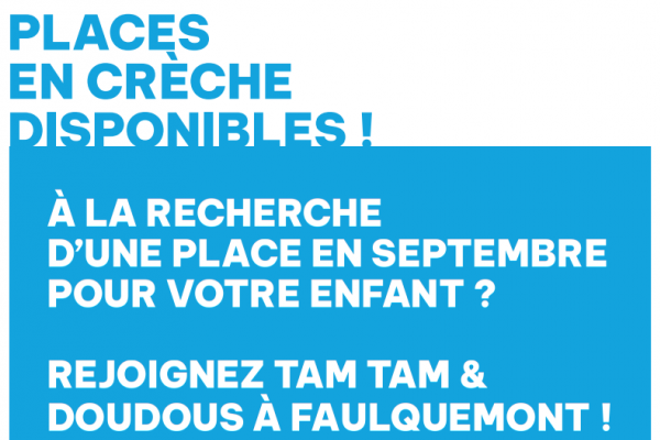Places disponibles en crèches pour la rentrée de septembre !